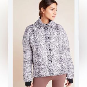 Varley X Anthropologie Highland Snake Print Puffer Jacket